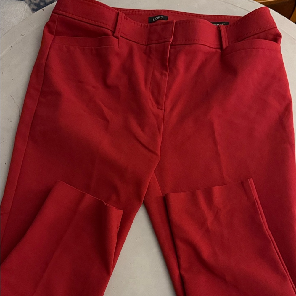 LOFT Women's Vibrant Red Straight Leg Pants